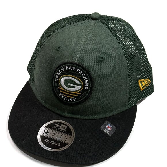 Green Bay Packers Snapback Hat New Era 9Fifty Patch Adjustable Mesh NFL Football - Picture 1 of 15